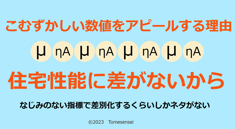 住宅性能に差がないからなじみのない指標で差別化するくらいしかネタがない