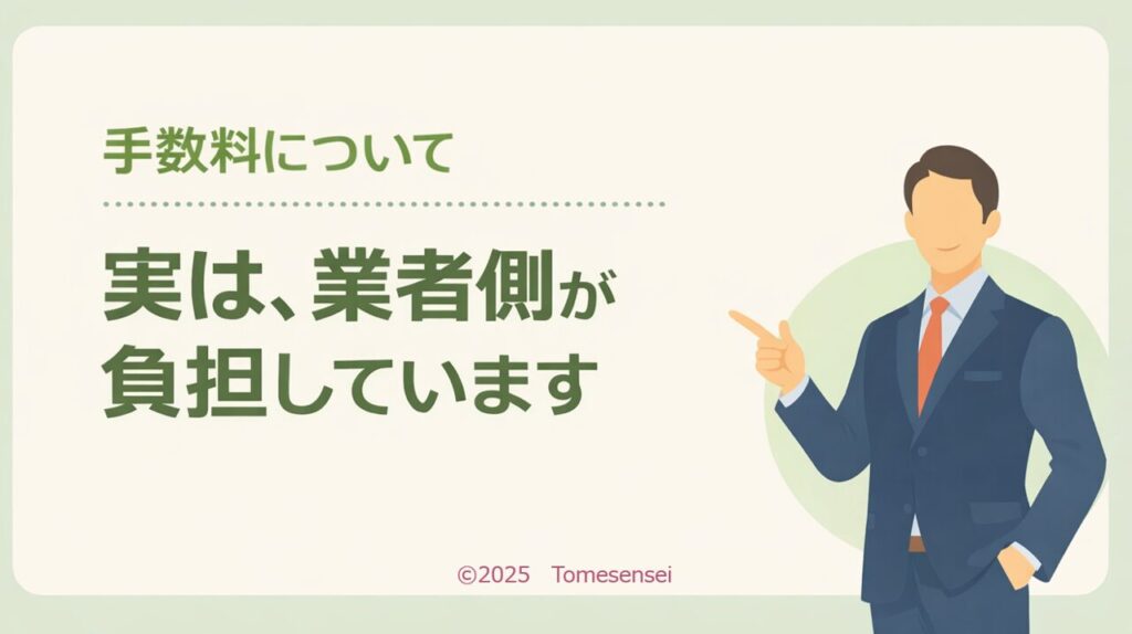 手数料…実は業者側が負担しています
